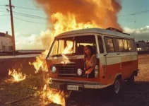 mulher incendeia kombi